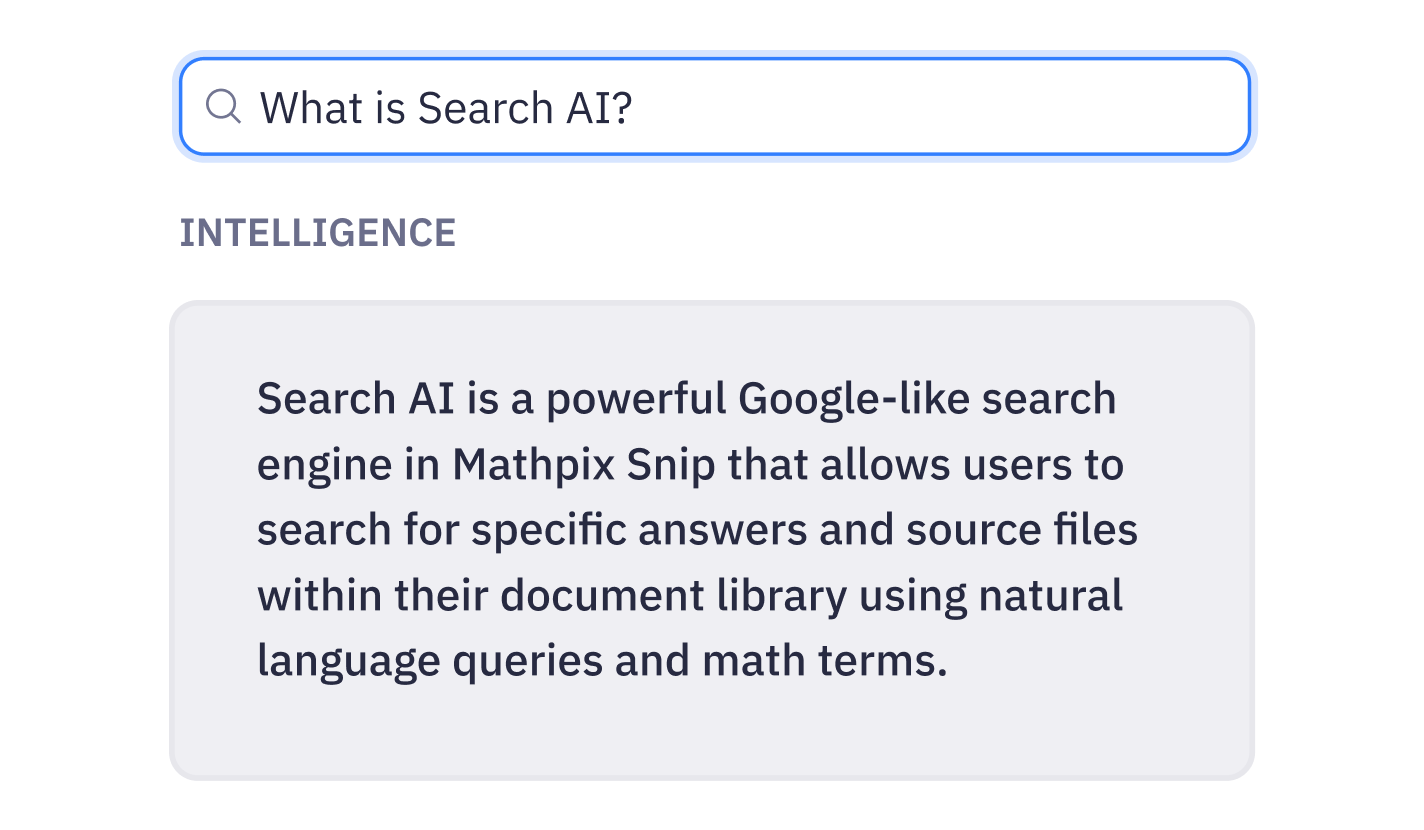 Search AI answering a question about Mathpix Snip