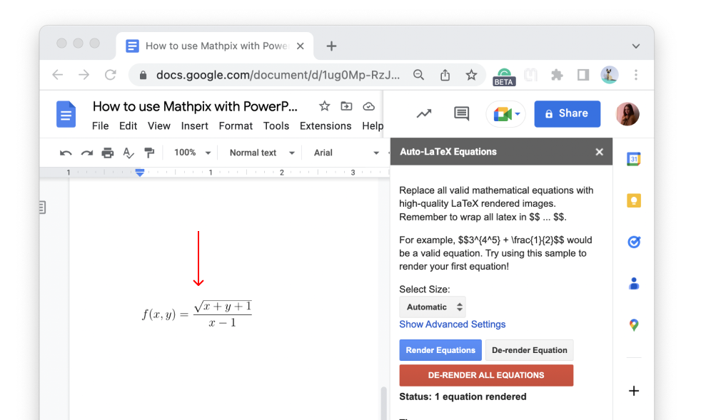 How to insert equations to PowerPoint and Google Docs