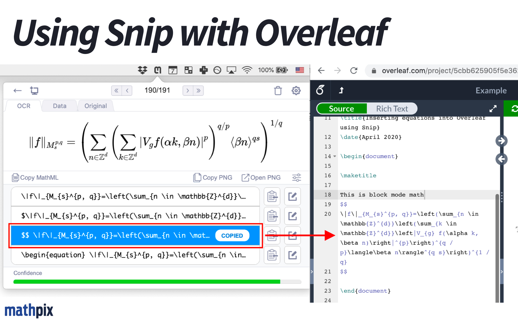 Mathpix Snip User Guide: Use Snip with Overleaf