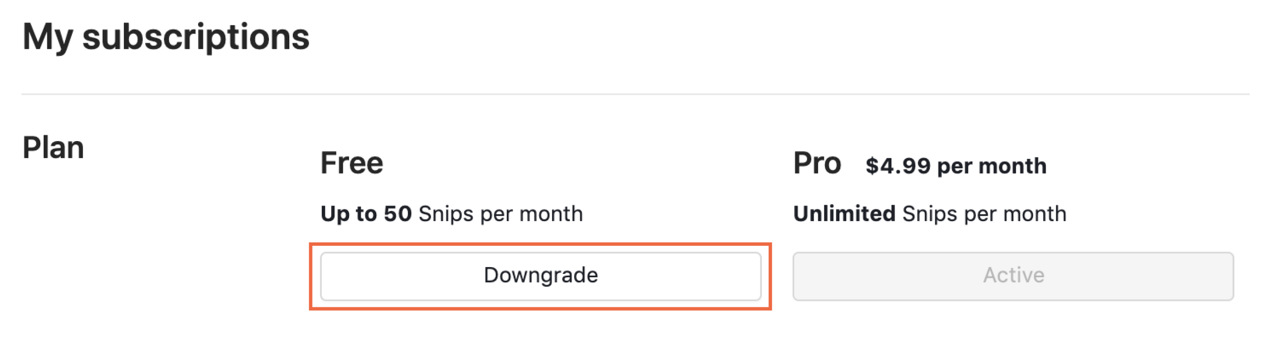 Downgrade button