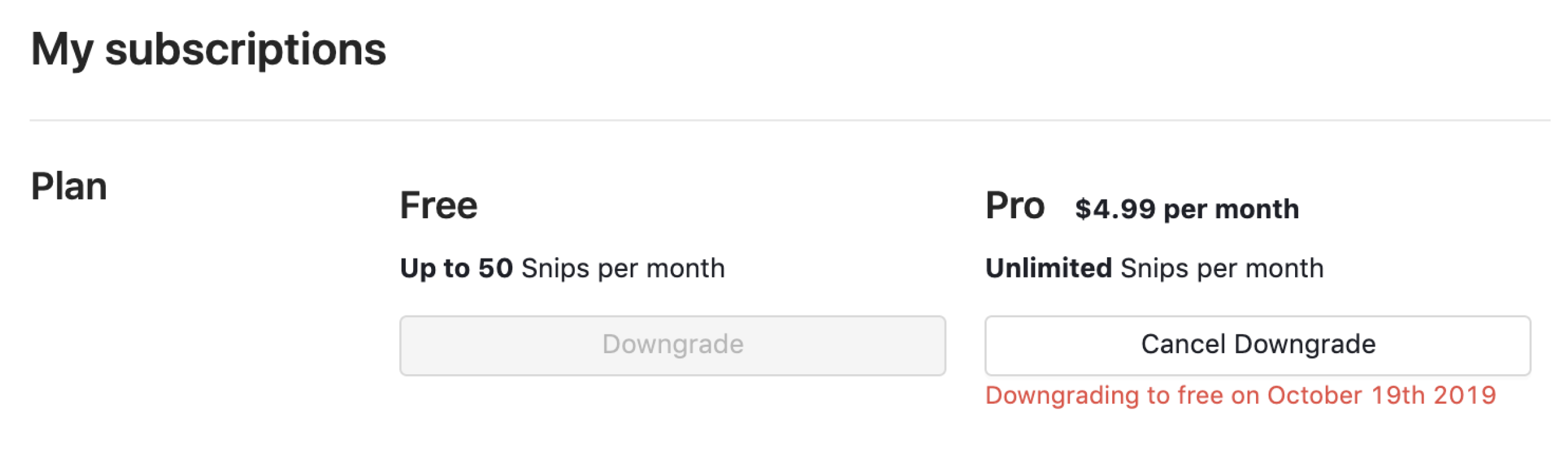 Downgrading to Free