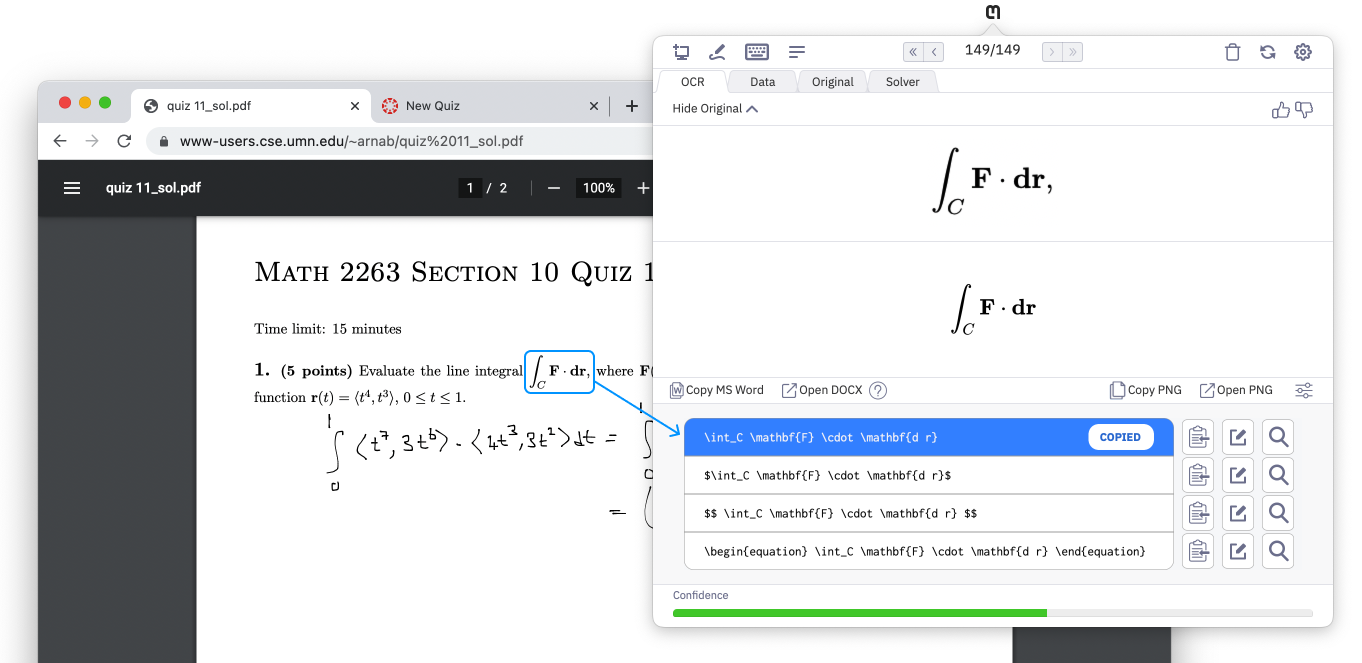 Snip the equation in your quiz question