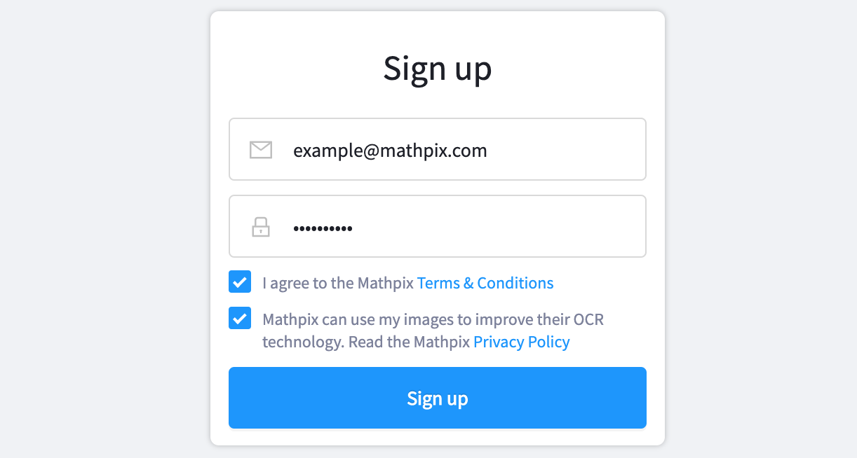 Sign Up form - filled