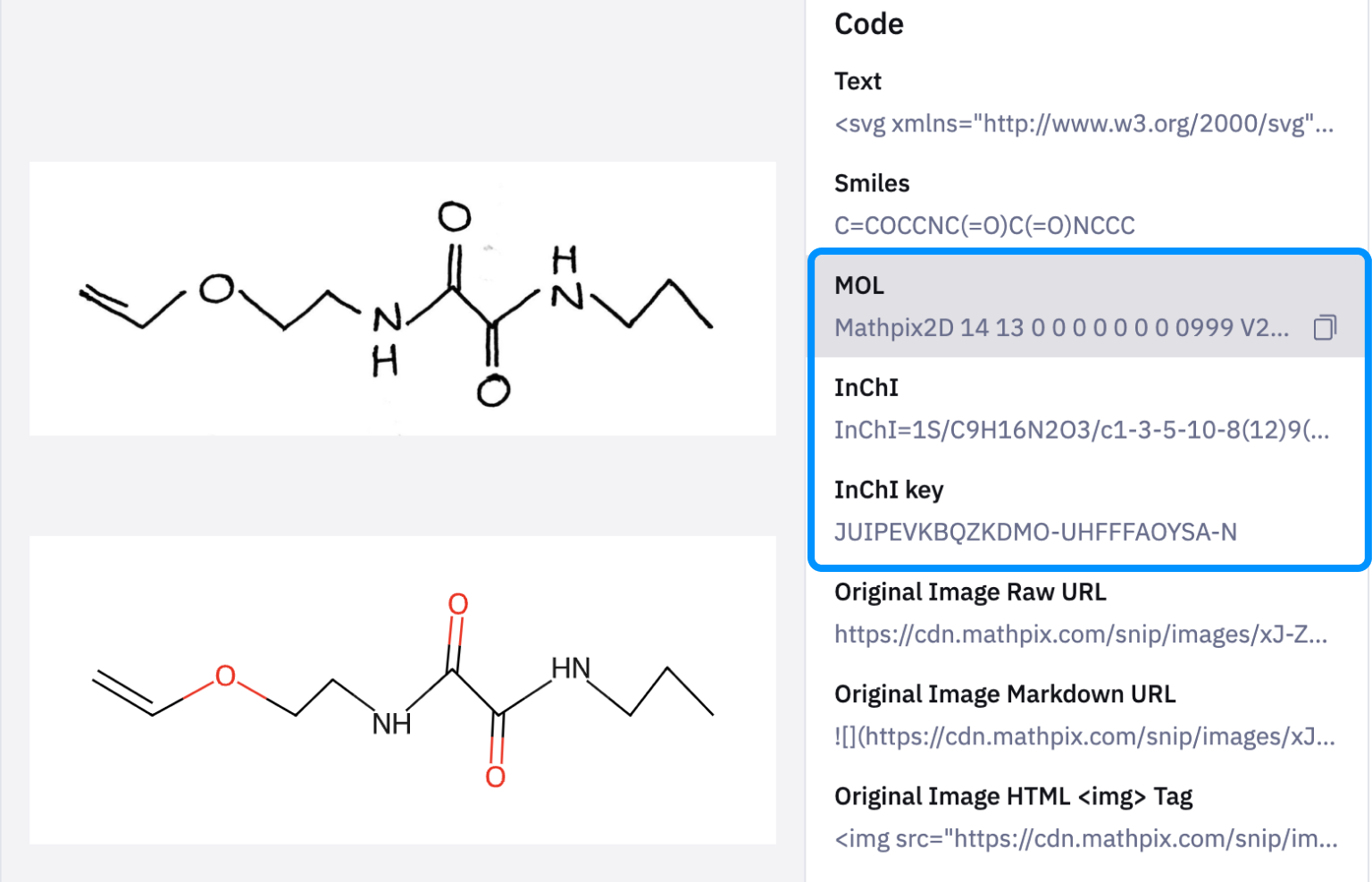 New MOL, Inchi, InchiKey chemistry formats