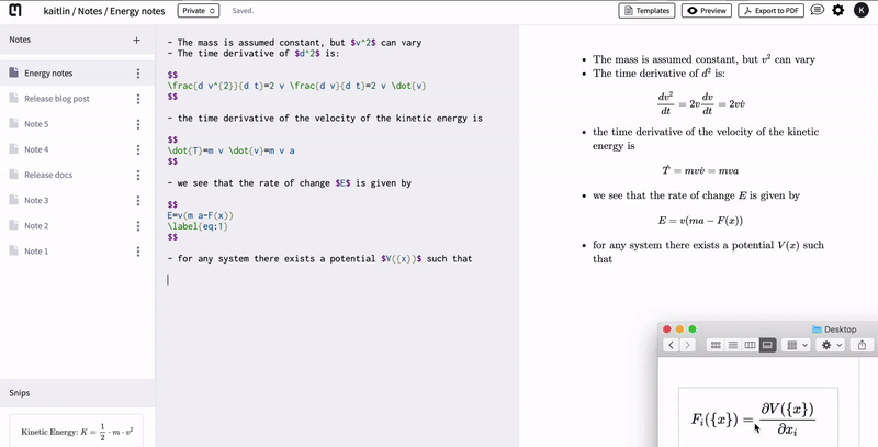 Mobile to web editor syncing example