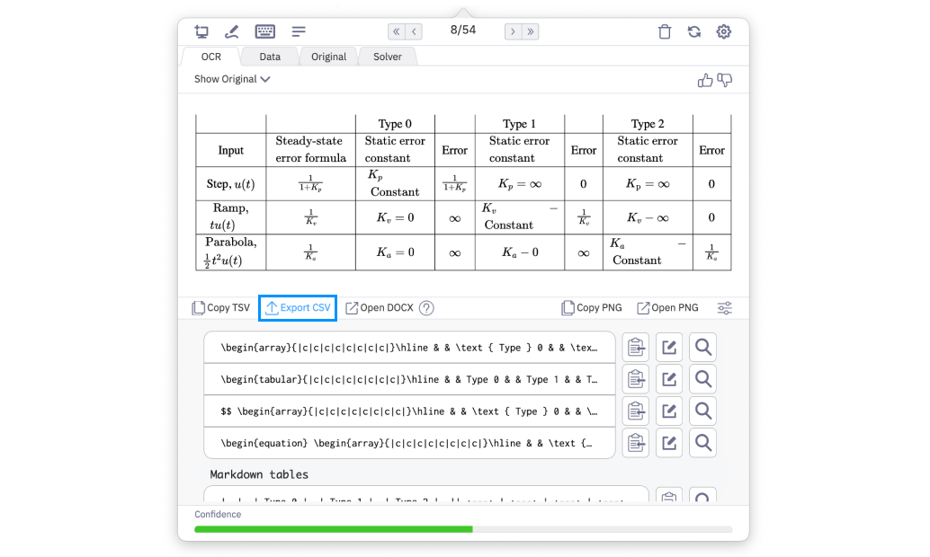 Export CSV in the Snipping Tool