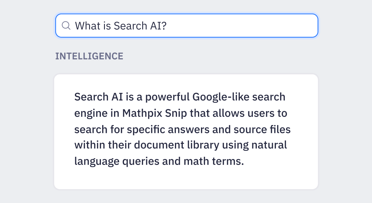 Search AI answering a question about Mathpix Snip