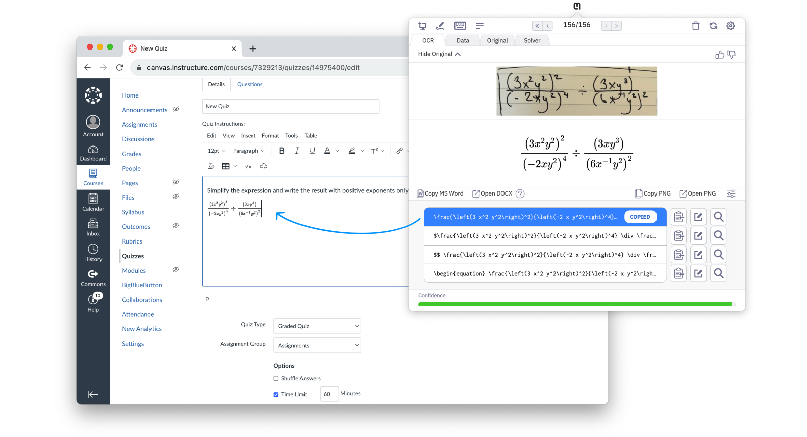 Paste equation to Canvas