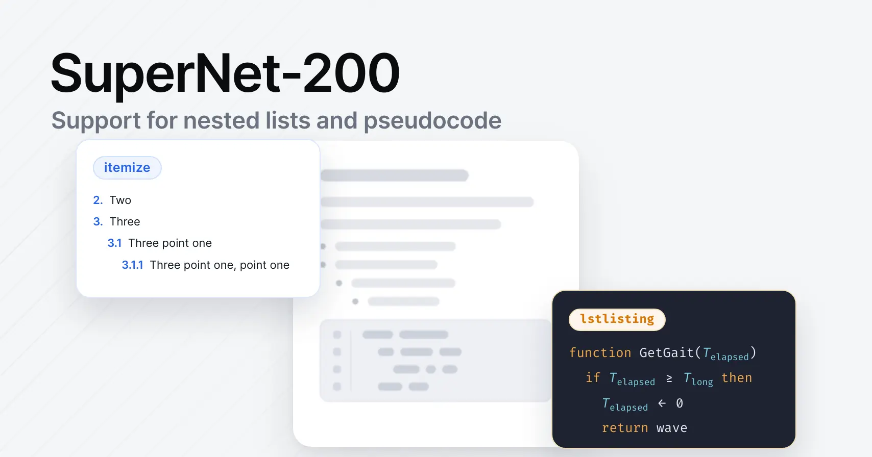 SuperNet-200: Support for nested lists and pseudocode
