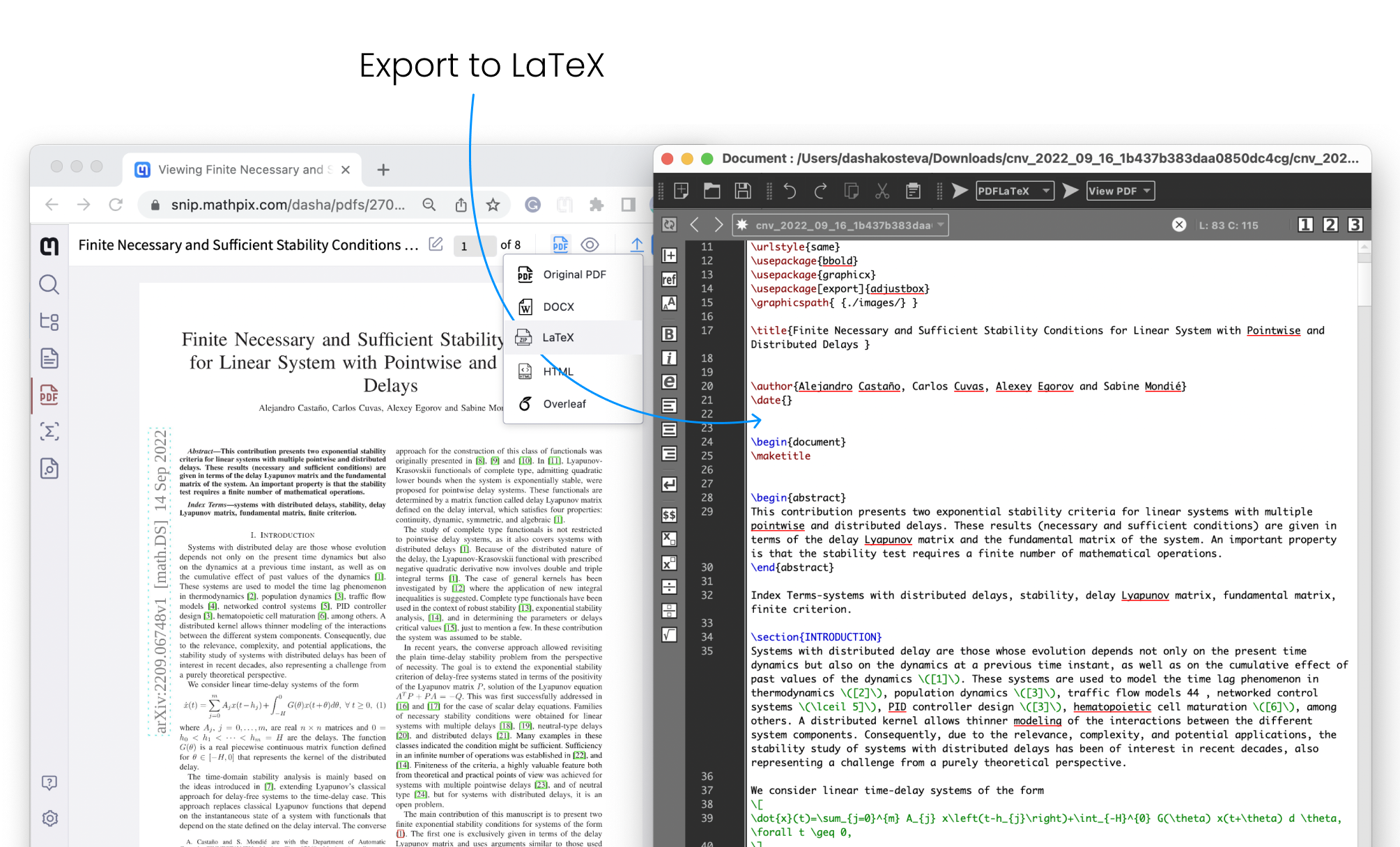 Export to LaTeX
