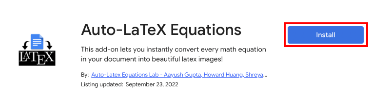Auto-LaTeX equations Installation