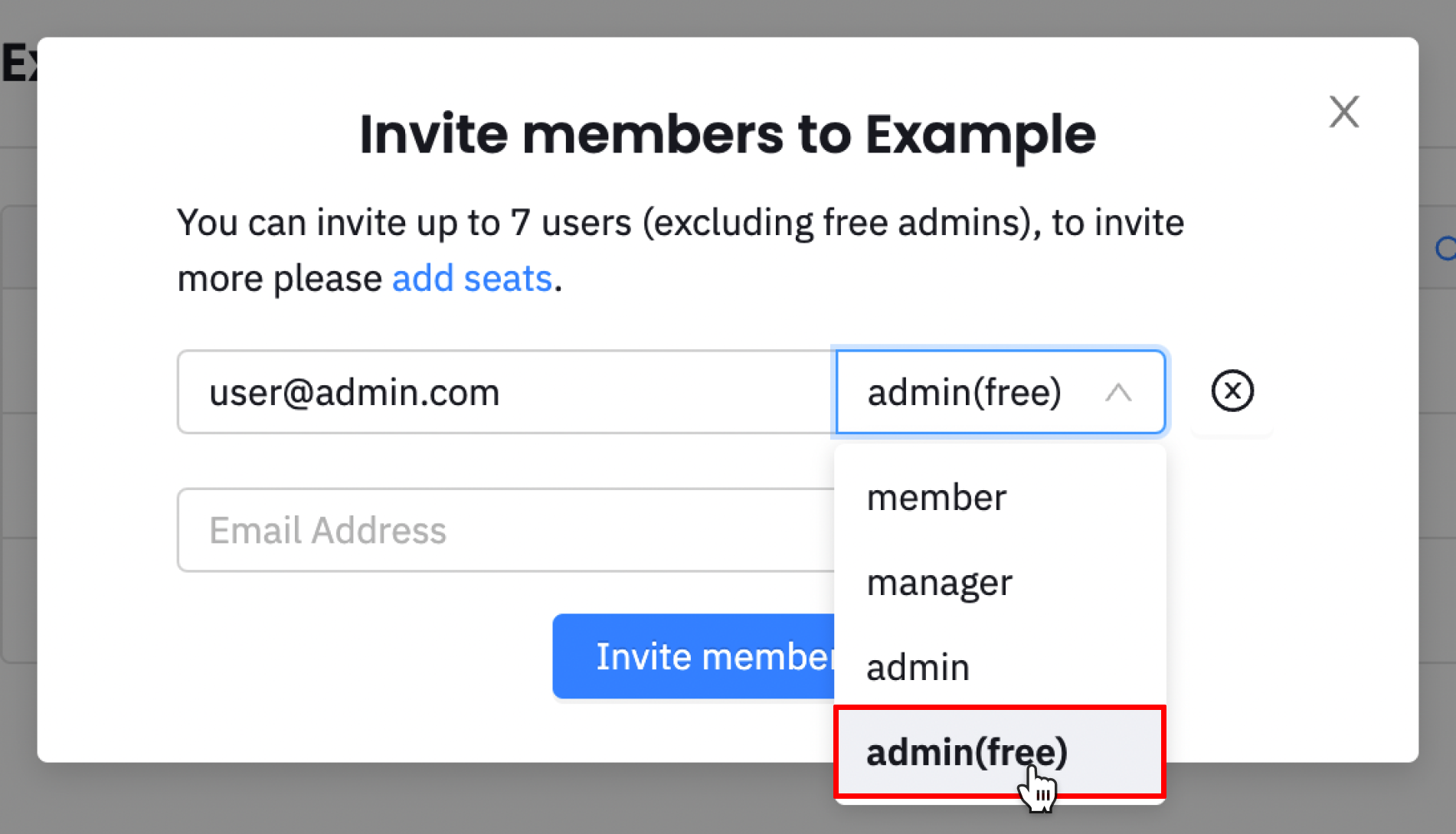 Invite a free admin