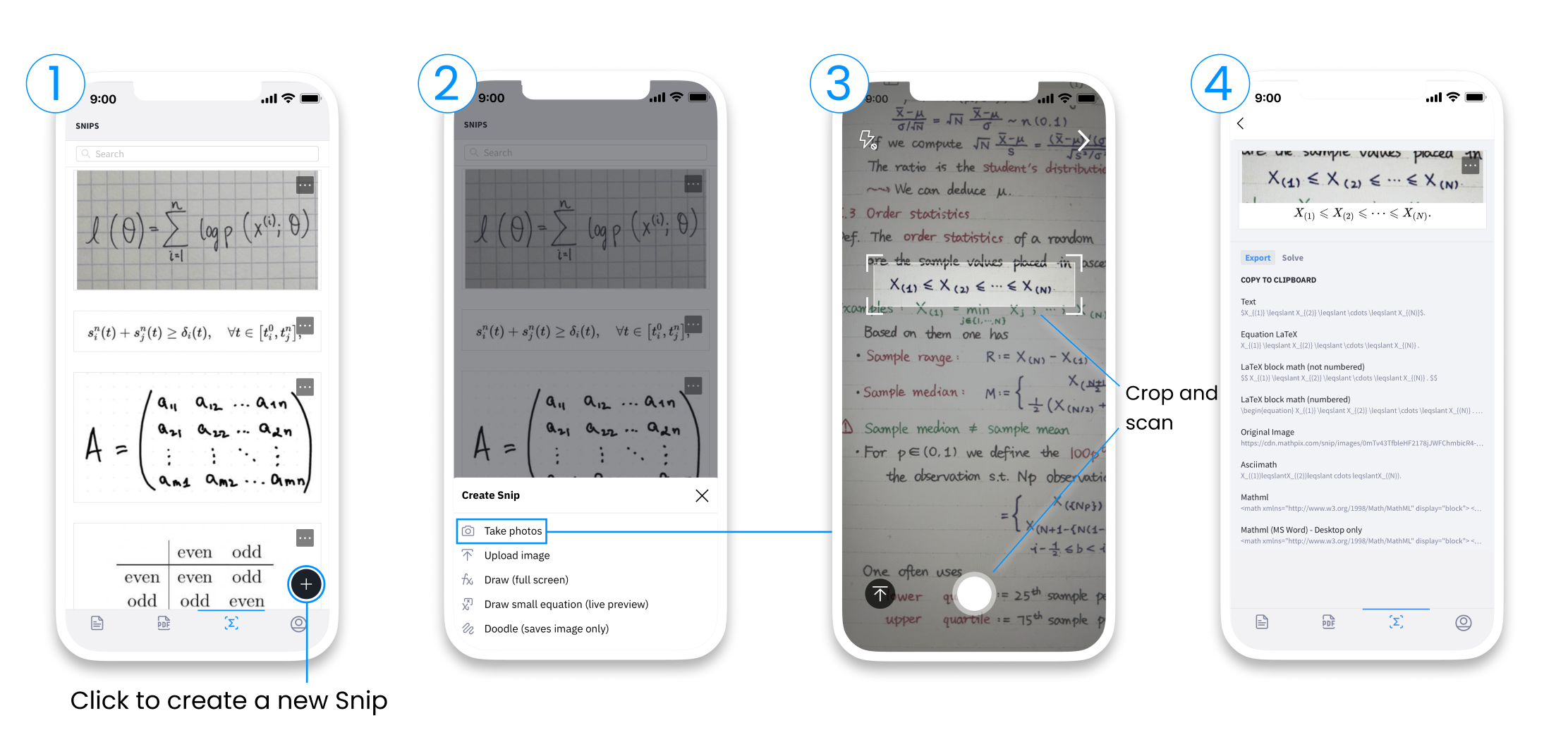 Steps for taking a Snip of an equation on iOS