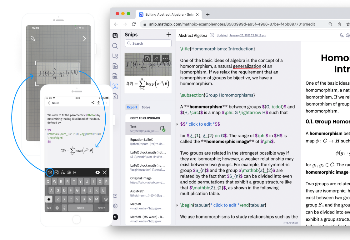 Snip web and mobile apps