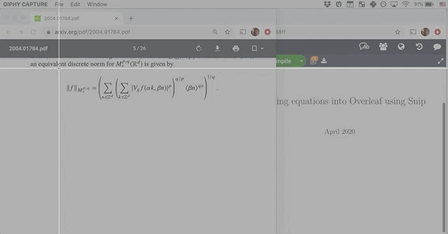 Using Snip to insert an equation into Microsoft Word
