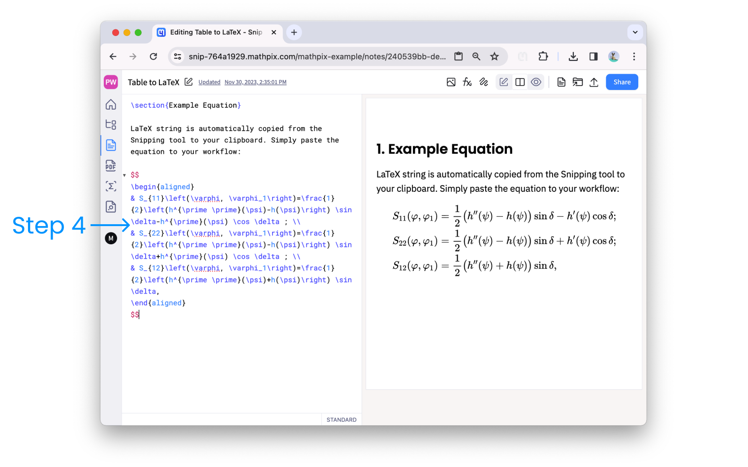 Paste the result into Snip web app