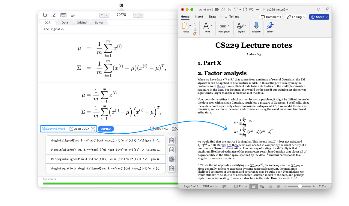 Math to MS Word conversion
