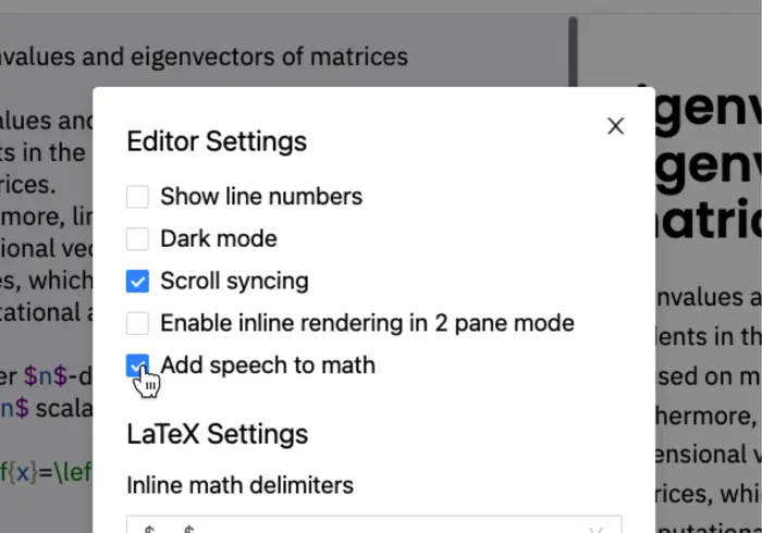 Enable speech to math