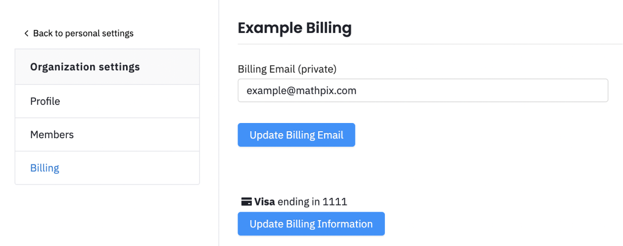 Update billing information for your organization