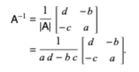 The matrix inverse for a 2x2 inverse